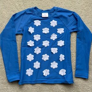 Hanna Andersson Royal Blue Top with White Flower Appliqués - Swim Top